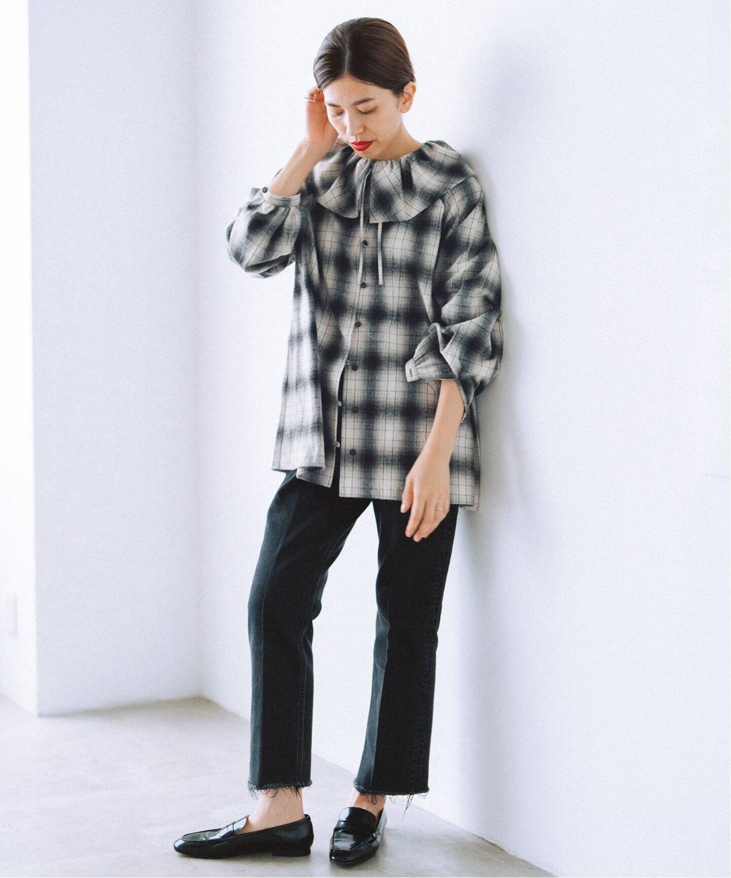 IENA BLACK フリルチェックブラウス☆タグ付き 追加》BLACK フリルチェックブラウス（シャツ／ブラウス）｜IENA