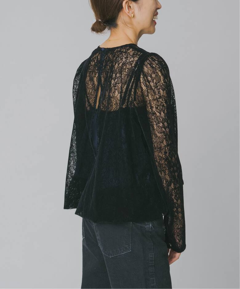 JANE SMITH/ジェーンスミス FLOCKY LACE LAYERED PULLOVER ブラウス 