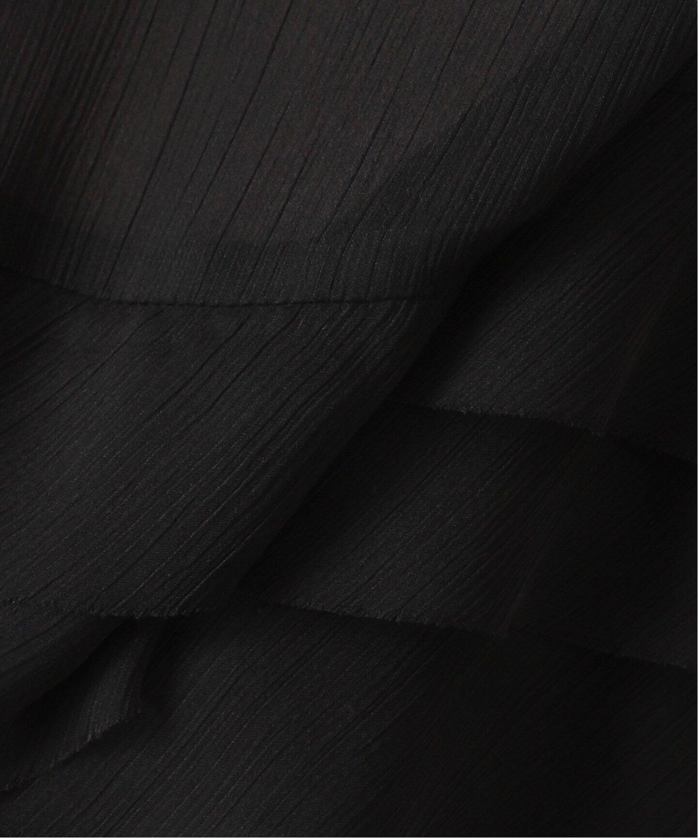 L'UNE ブラックプリーツブラウス イエナ セール】【L'UNE/リュンヌ】プリーツフリルブラウス（シャツ