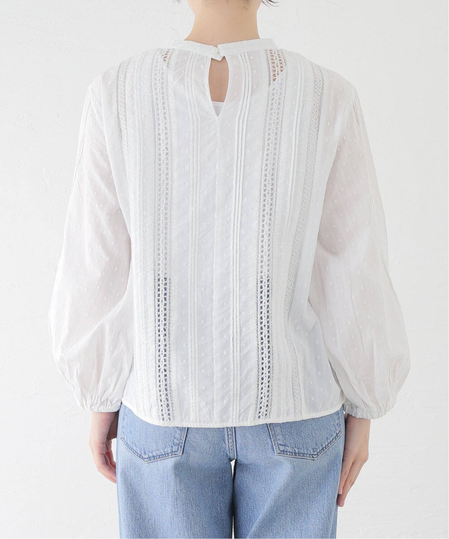 SLOBE IENA(IENA SLOBE)◆半袖ブラウス/--/コットン/WHT/24-051-912-5010-2-0 コットンドビーレースブラウス（シャツ／ブラウス）｜SLOBE IENA