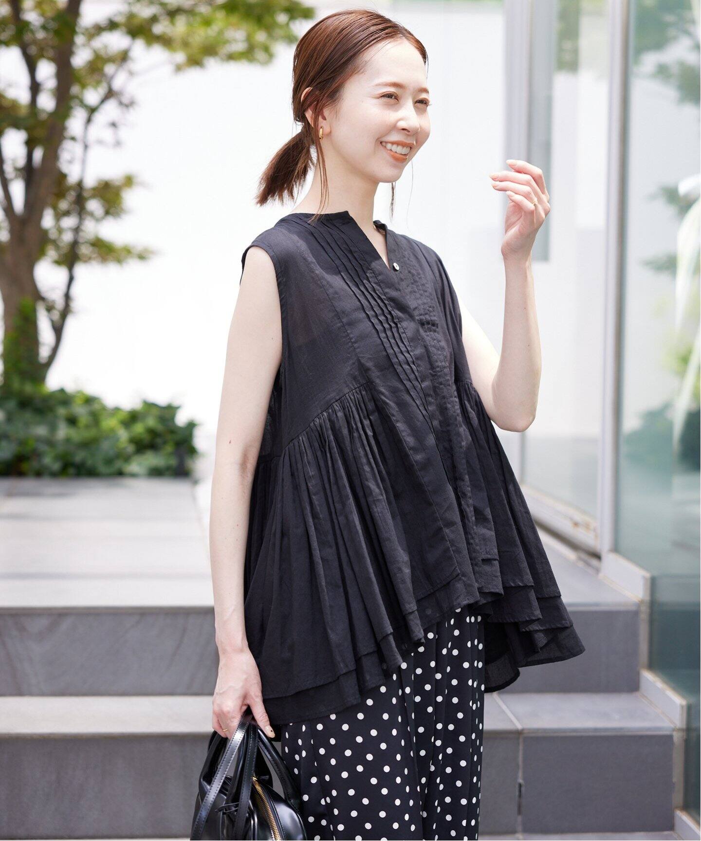 イエナ モチーフプリントギャザーブラウス いけん 