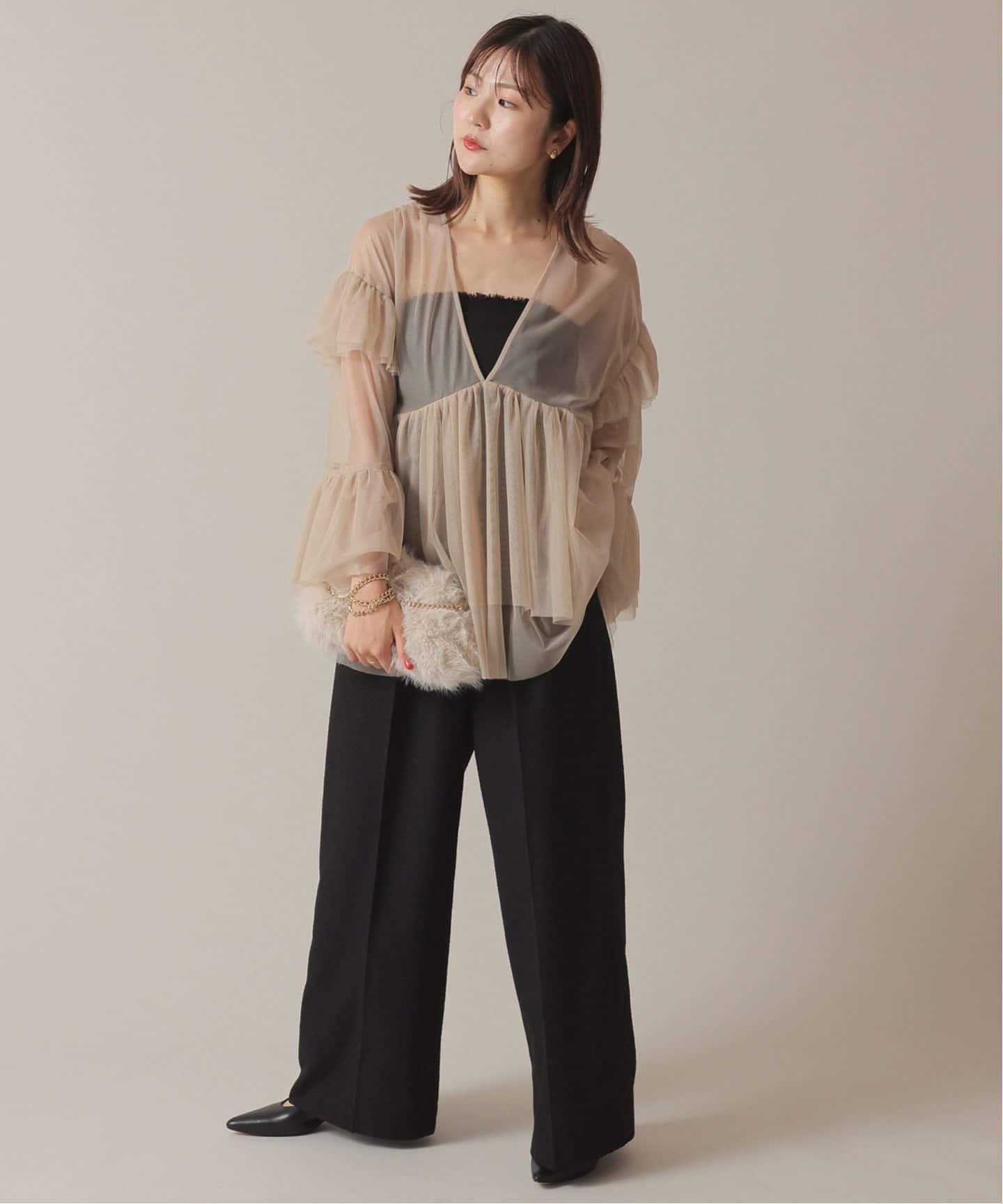 habi Tulle Tiered ブラウス（シャツ／ブラウス）｜SLOBE IENA