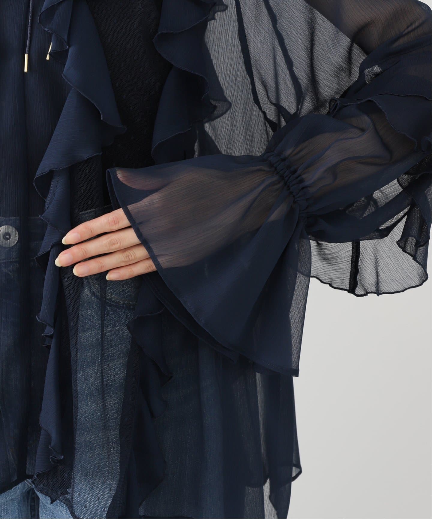 habi Frill ブラウス フリルブラウス 黒 ブラック