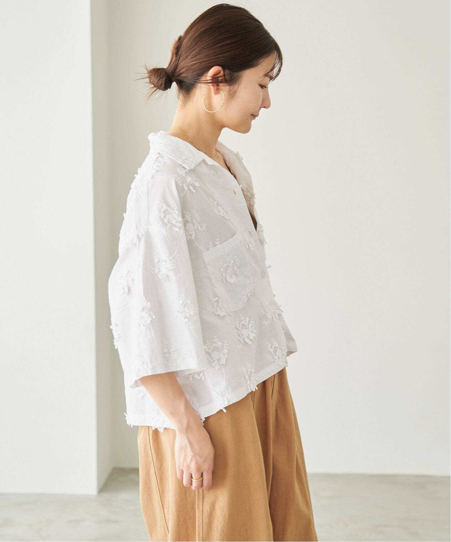 crinkle crinkle crinkle 3D embroidery S/S shirts CC-2540（シャツ 