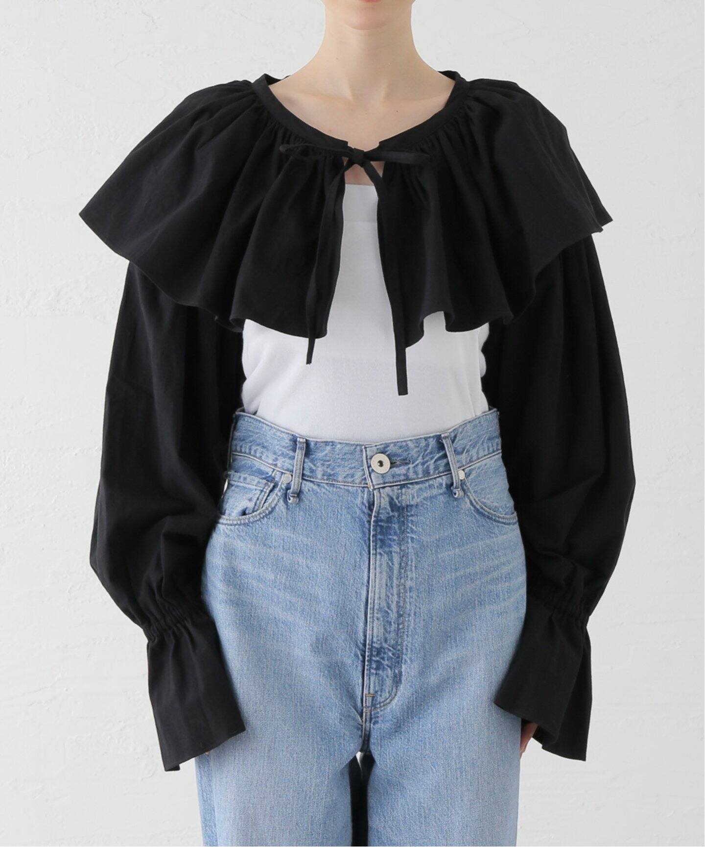 papier Short blouse/Black パピエ｜長袖