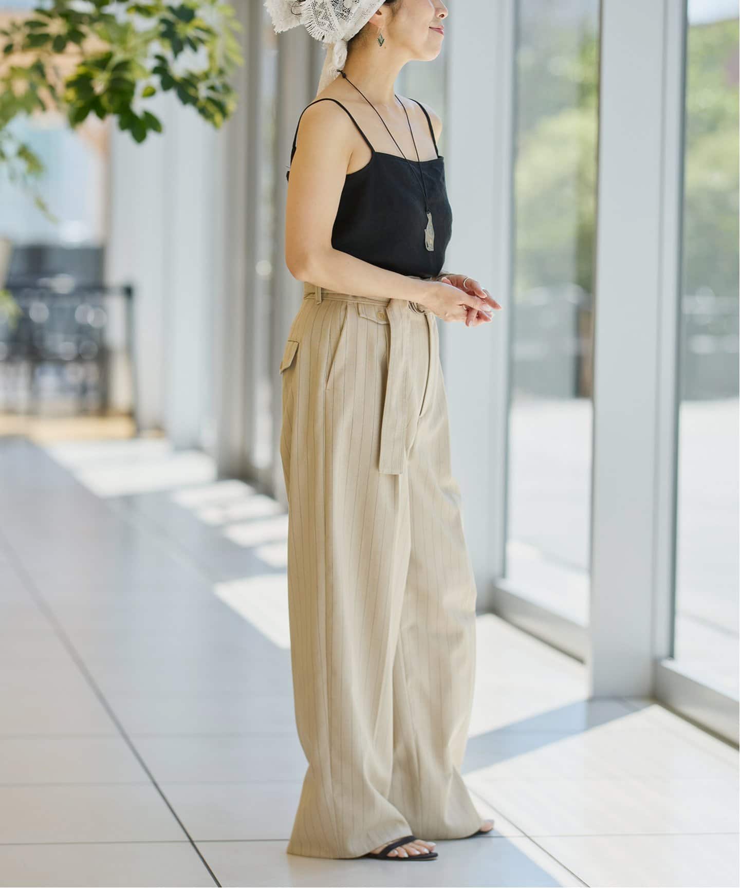 IENA LA BOUCLE リネンブロードバイヤスキャミソール