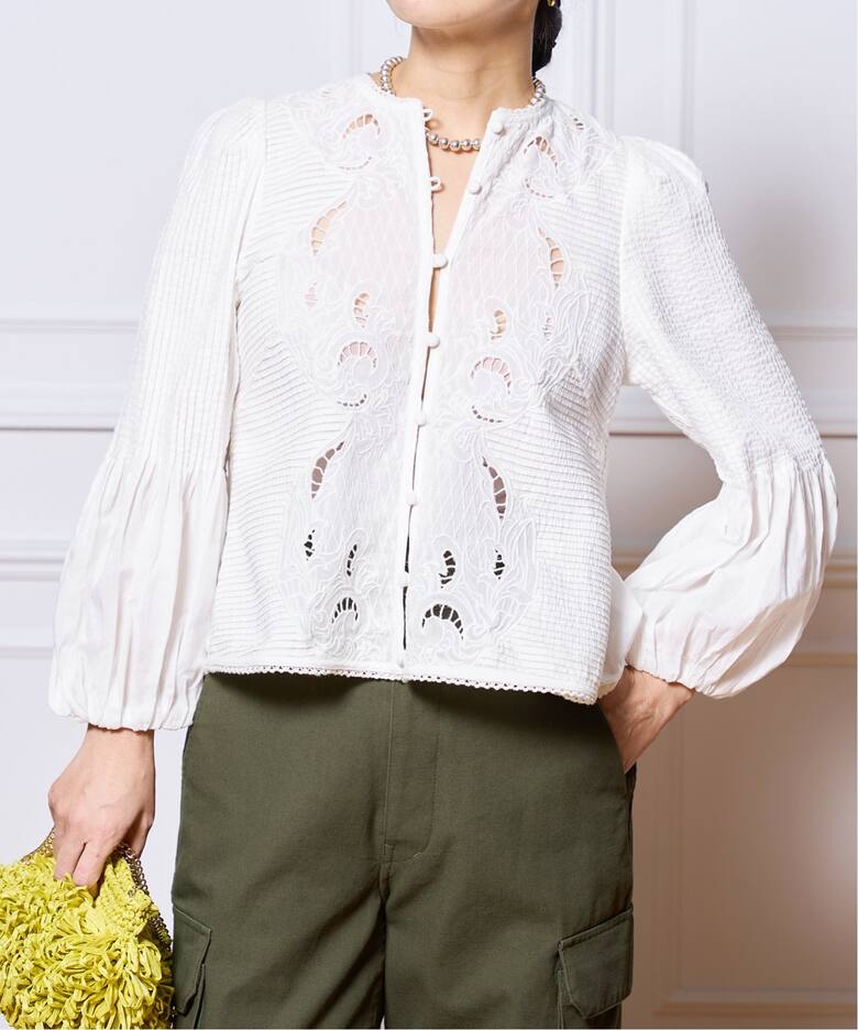 追加》IENA LA BOUCLE ピンタック刺繍ブラウス2（シャツ／ブラウス  