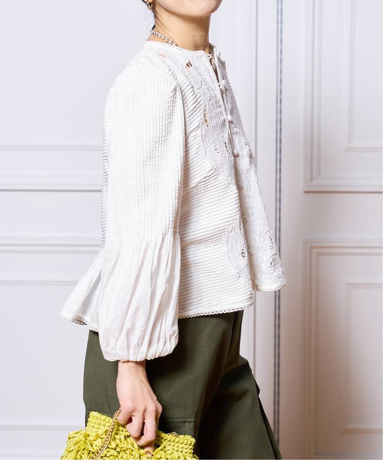 追加》IENA LA BOUCLE ピンタック刺繍ブラウス2（シャツ／ブラウス  