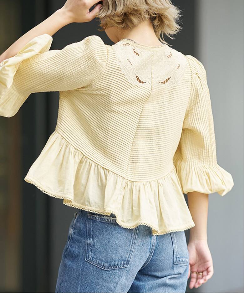 追加》IENA LA BOUCLE ピンタック刺繍ブラウス2（シャツ／ブラウス 