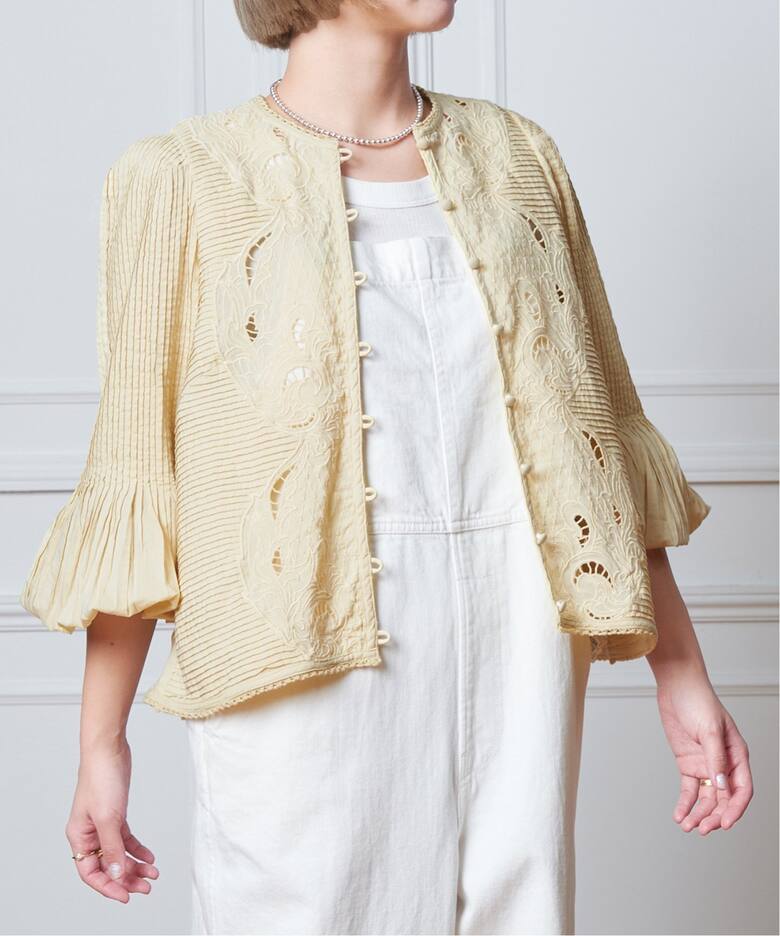 追加》IENA LA BOUCLE ピンタック刺繍ブラウス2（シャツ／ブラウス 
