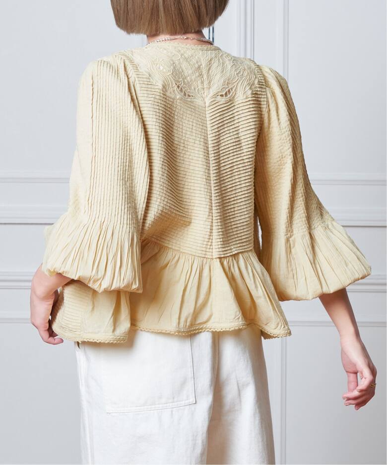 追加》IENA LA BOUCLE ピンタック刺繍ブラウス2（シャツ／ブラウス 