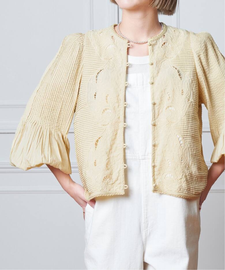 追加》IENA LA BOUCLE ピンタック刺繍ブラウス2（シャツ／ブラウス 