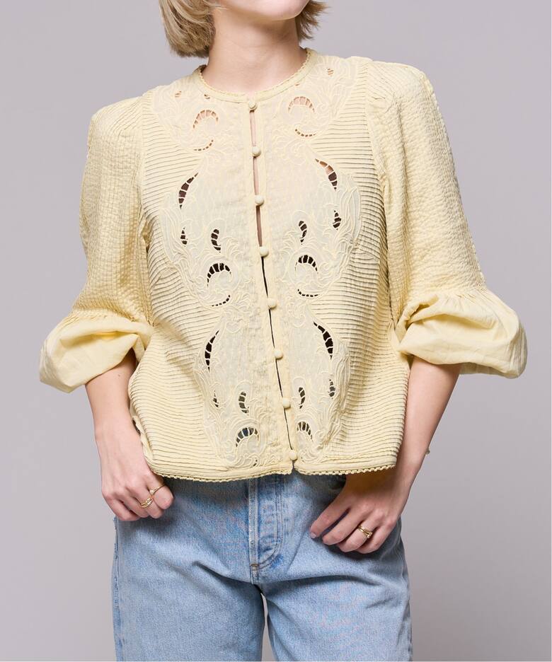 追加》IENA LA BOUCLE ピンタック刺繍ブラウス2（シャツ／ブラウス  
