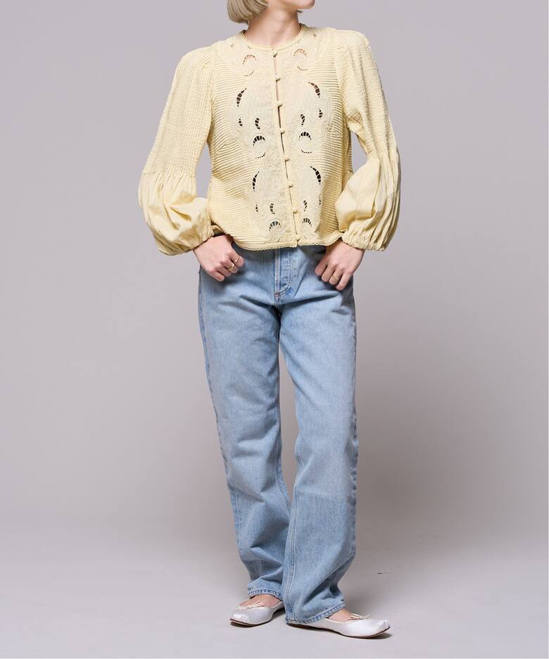 追加》IENA LA BOUCLE ピンタック刺繍ブラウス2（シャツ／ブラウス  