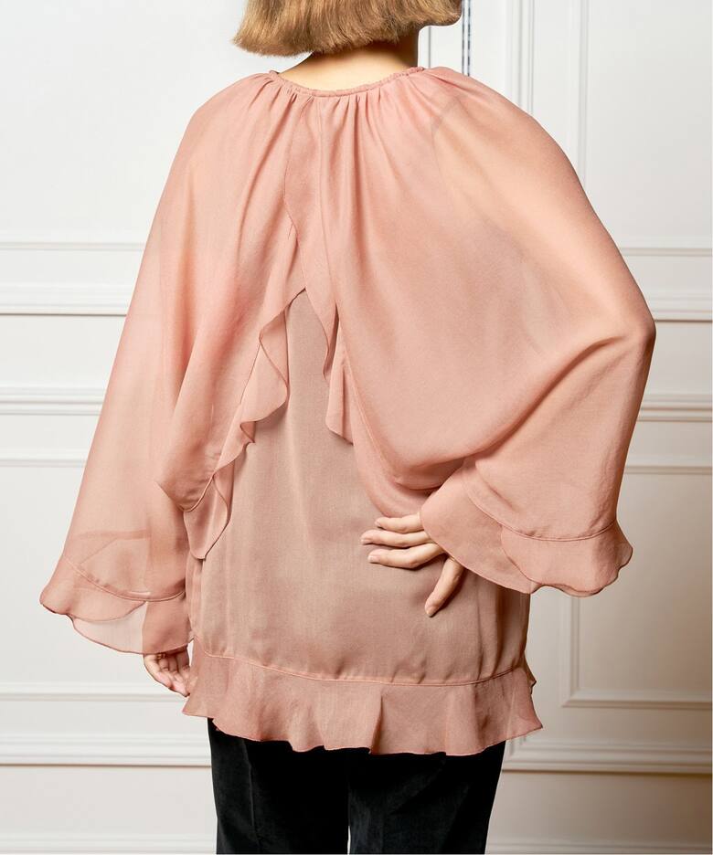 新品 yori ケープフリルブラウス 2022SM 38 ② （フリルカラーリボン  