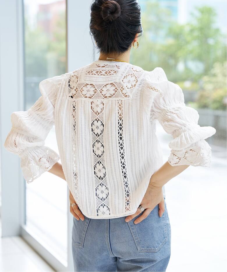 IENA LA BOUCLE コットンレースブラウス（シャツ／ブラウス）｜IENA 