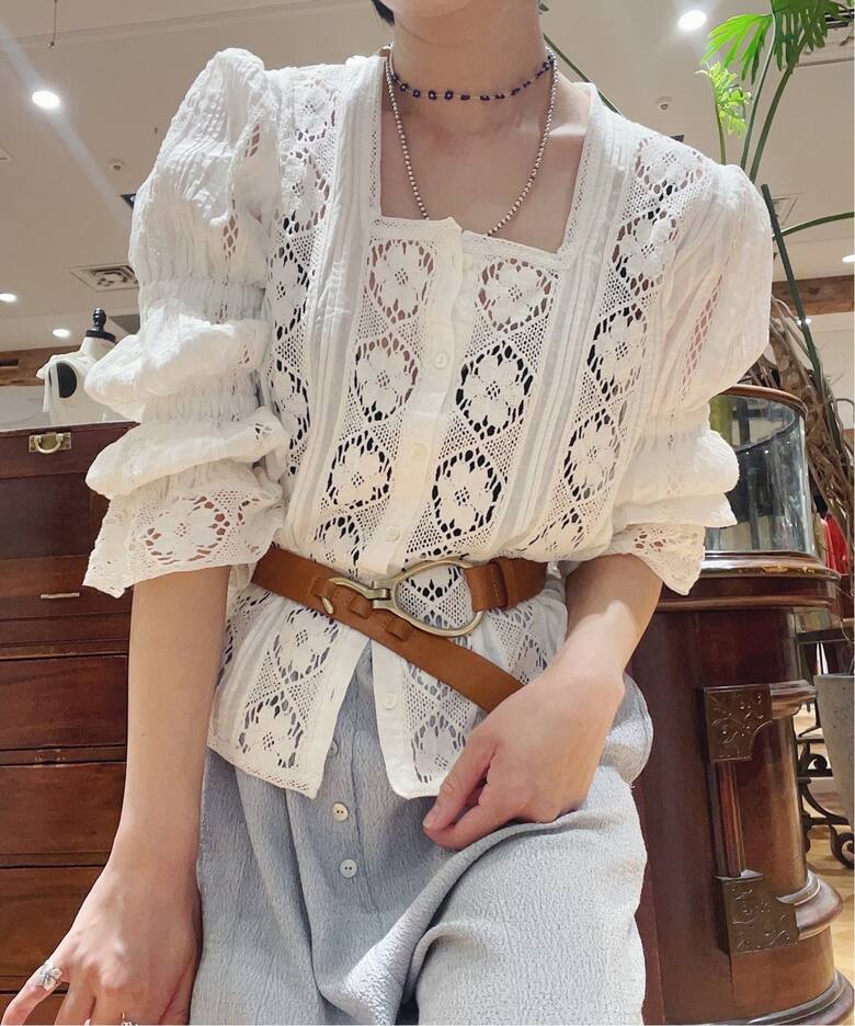 IENA LA BOUCLE コットンレースブラウス（シャツ／ブラウス）｜IENA 