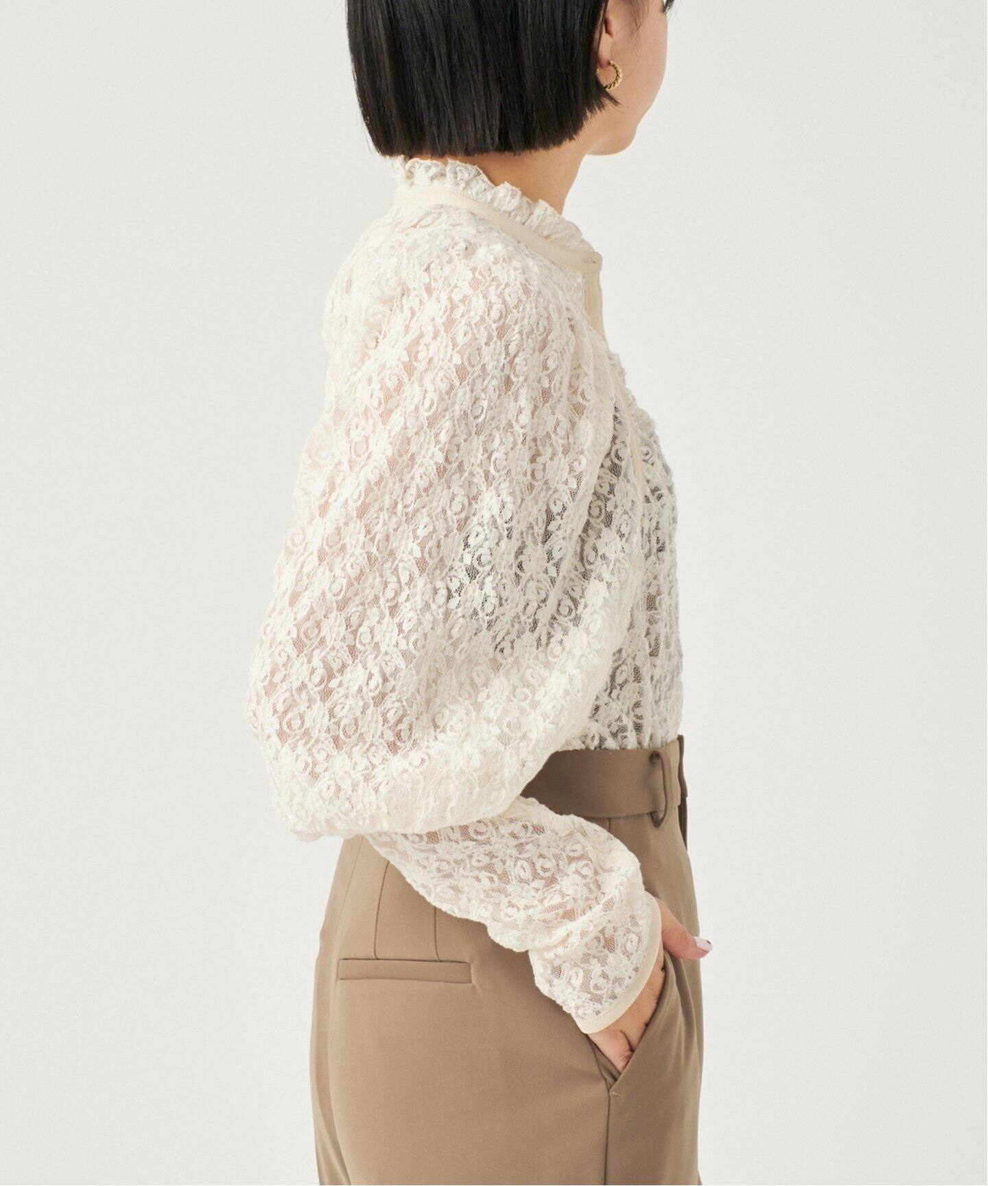 IENA LA BOUCLE レースギャザーブラウス（シャツ／ブラウス）｜IENA  