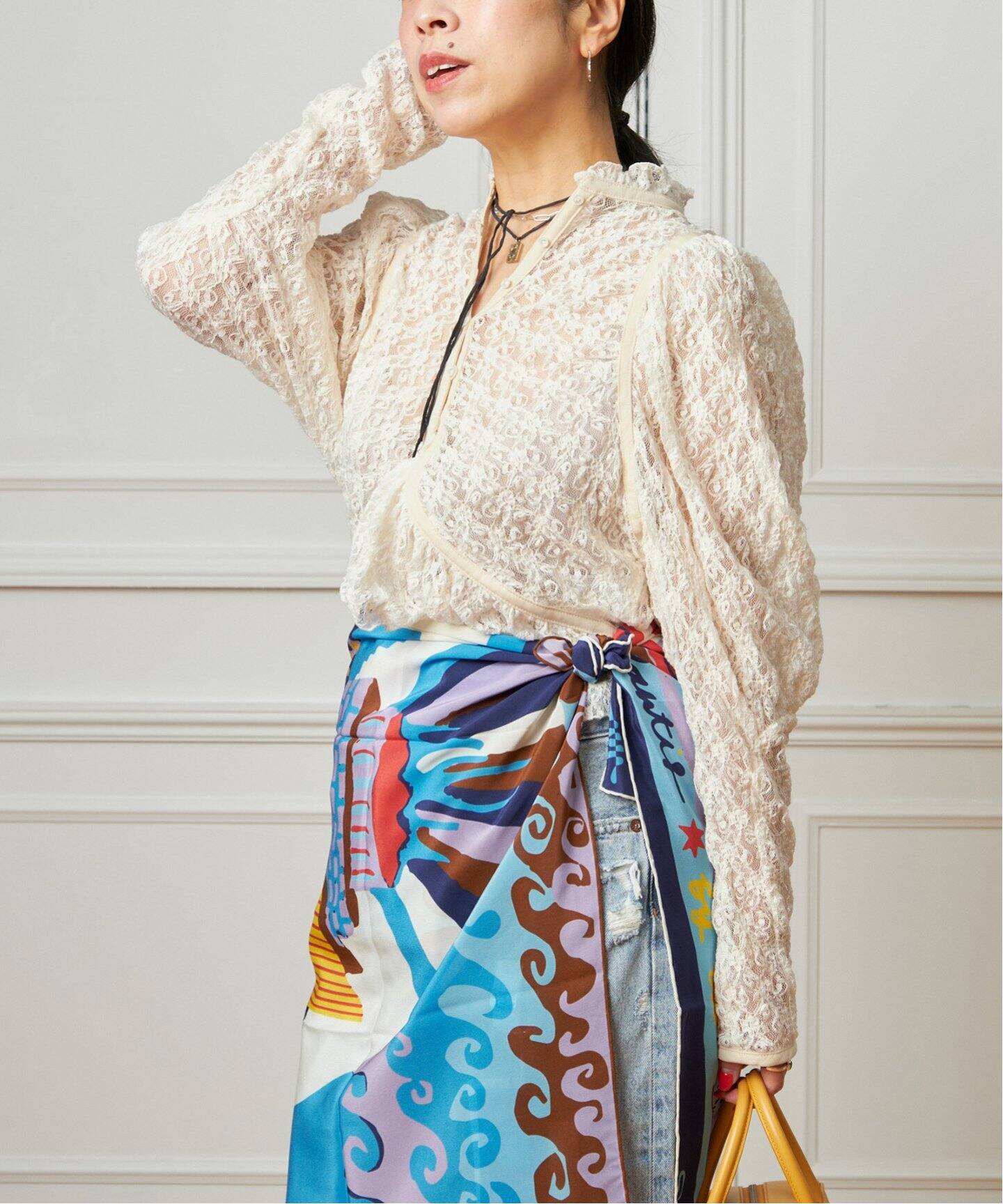 IENA LA BOUCLE レースギャザーブラウス（シャツ／ブラウス）｜IENA  