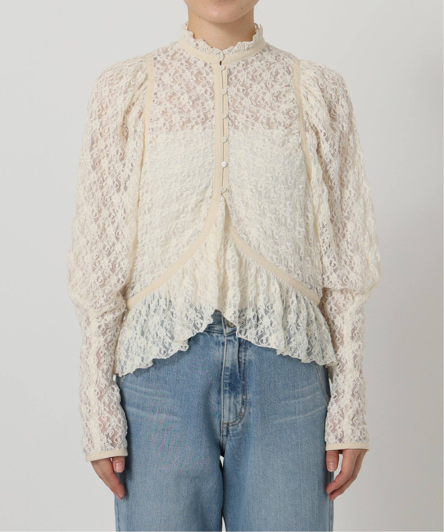 IENA LA BOUCLE レースギャザーブラウス（シャツ／ブラウス）｜IENA  