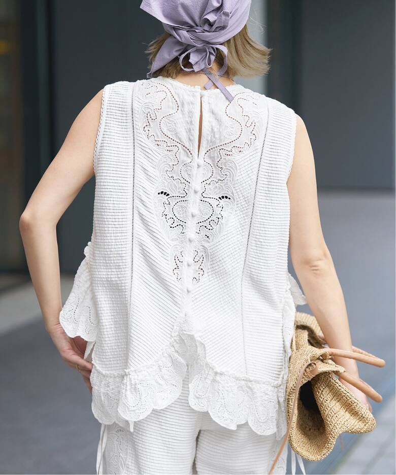 IENA LA BOUCLE ピンタックレースブラウス（シャツ／ブラウス）｜IENA 
