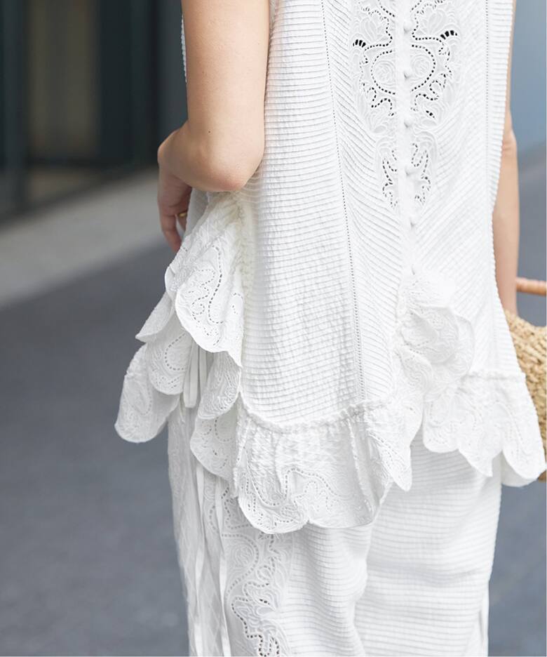 IENA LA BOUCLE ピンタックレースブラウス（シャツ／ブラウス）｜IENA 