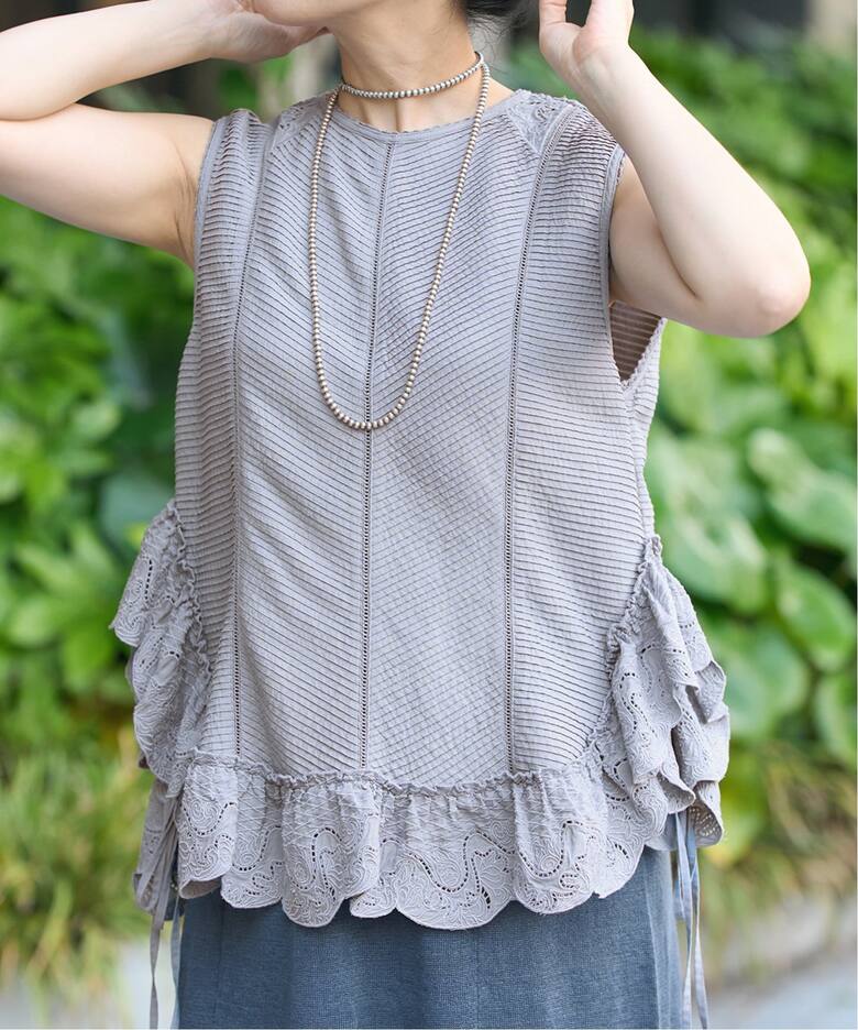 IENA LA BOUCLE ピンタックレースブラウス（シャツ／ブラウス）｜IENA 