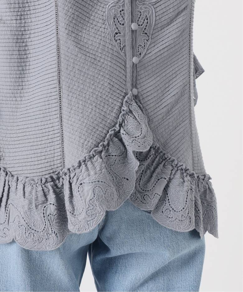 IENA LA BOUCLE ピンタックレースブラウス（シャツ／ブラウス）｜IENA 
