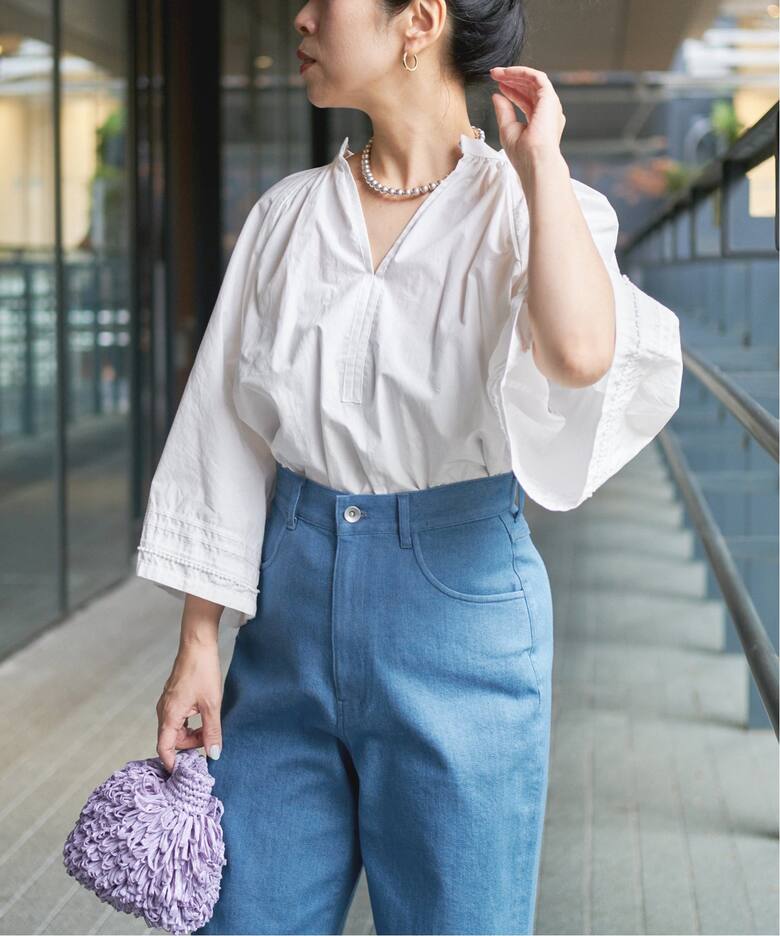 IENA LA BOUCLE cotton ラインブラウス（シャツ／ブラウス）｜IENA  