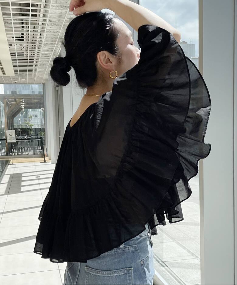 追加》IENA LA BOUCLE コットンボイルポンチョブラウス2（シャツ 