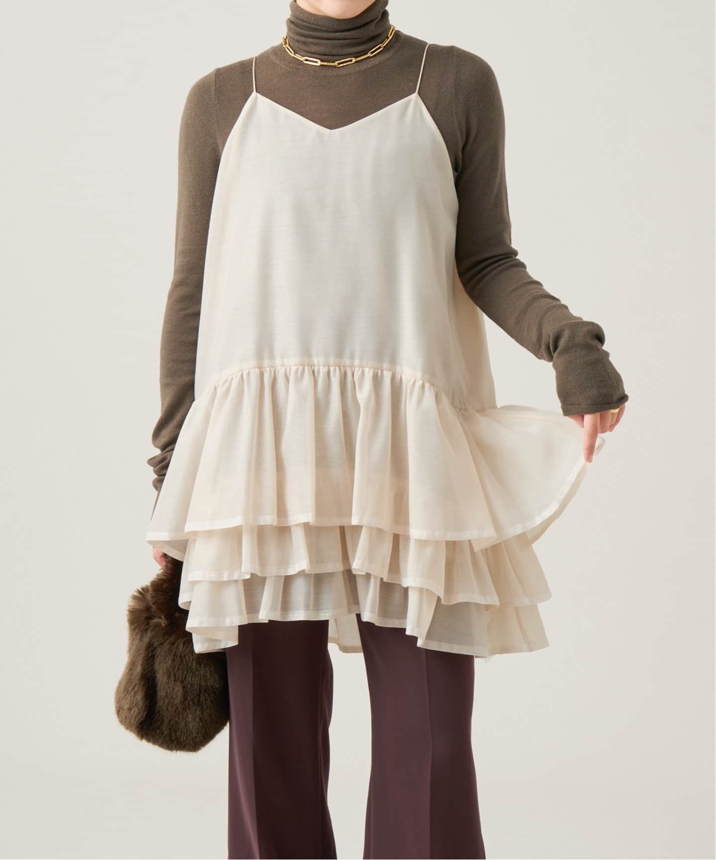 専用 iena la boucle ラッフルヘムチュニックキャミワンピース iena la boucle ラッフルヘムチュニックキャミワンピース