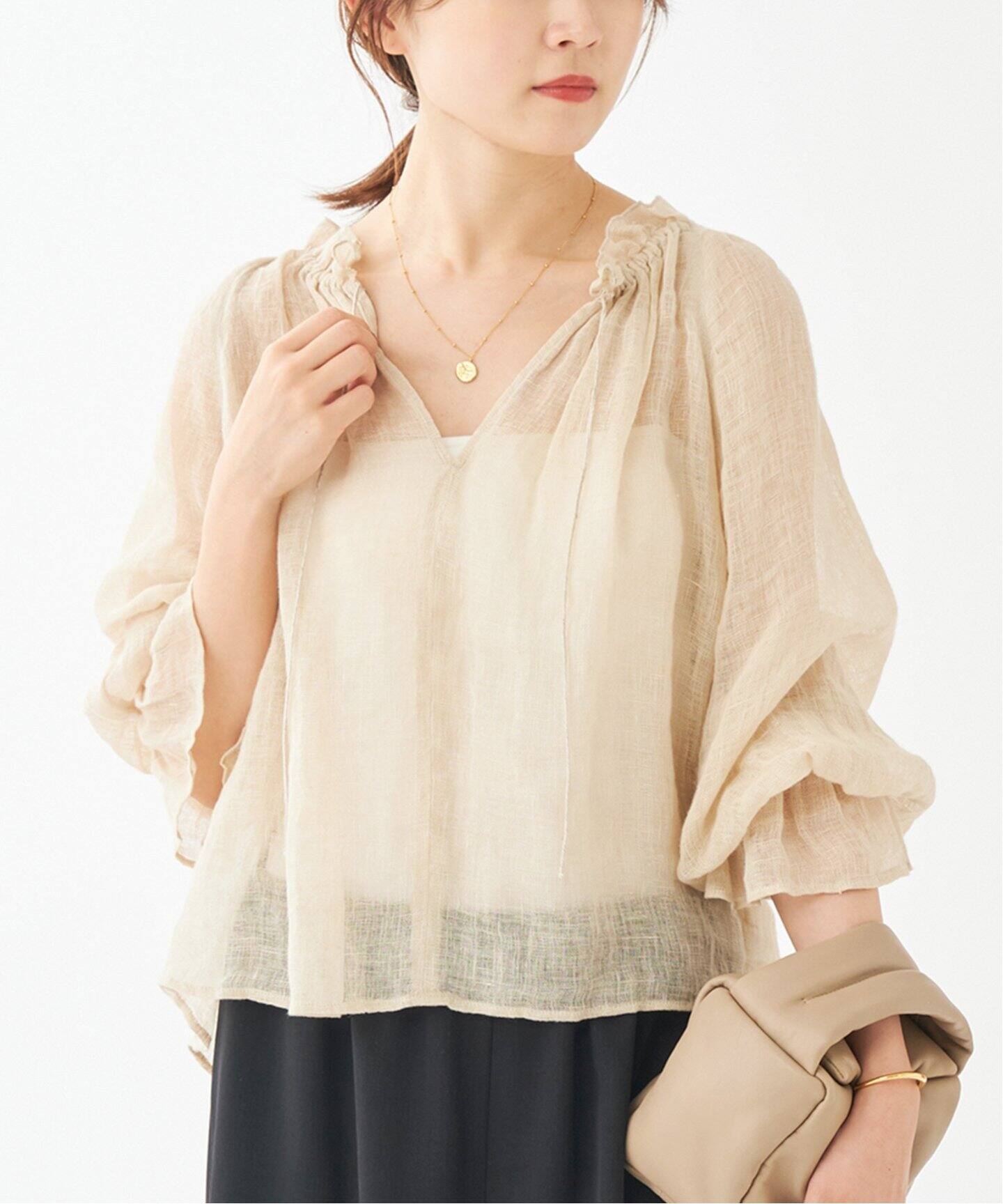 LINEN Gather ブラウス（シャツ／ブラウス）｜Plage（プラージュ）の  