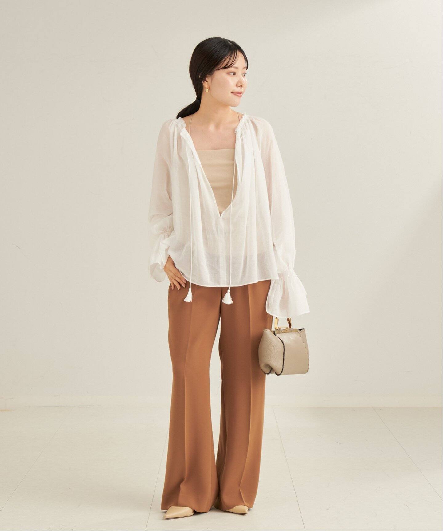 COTTON VOIL GATHERED ブラウス（シャツ／ブラウス）｜Plage  