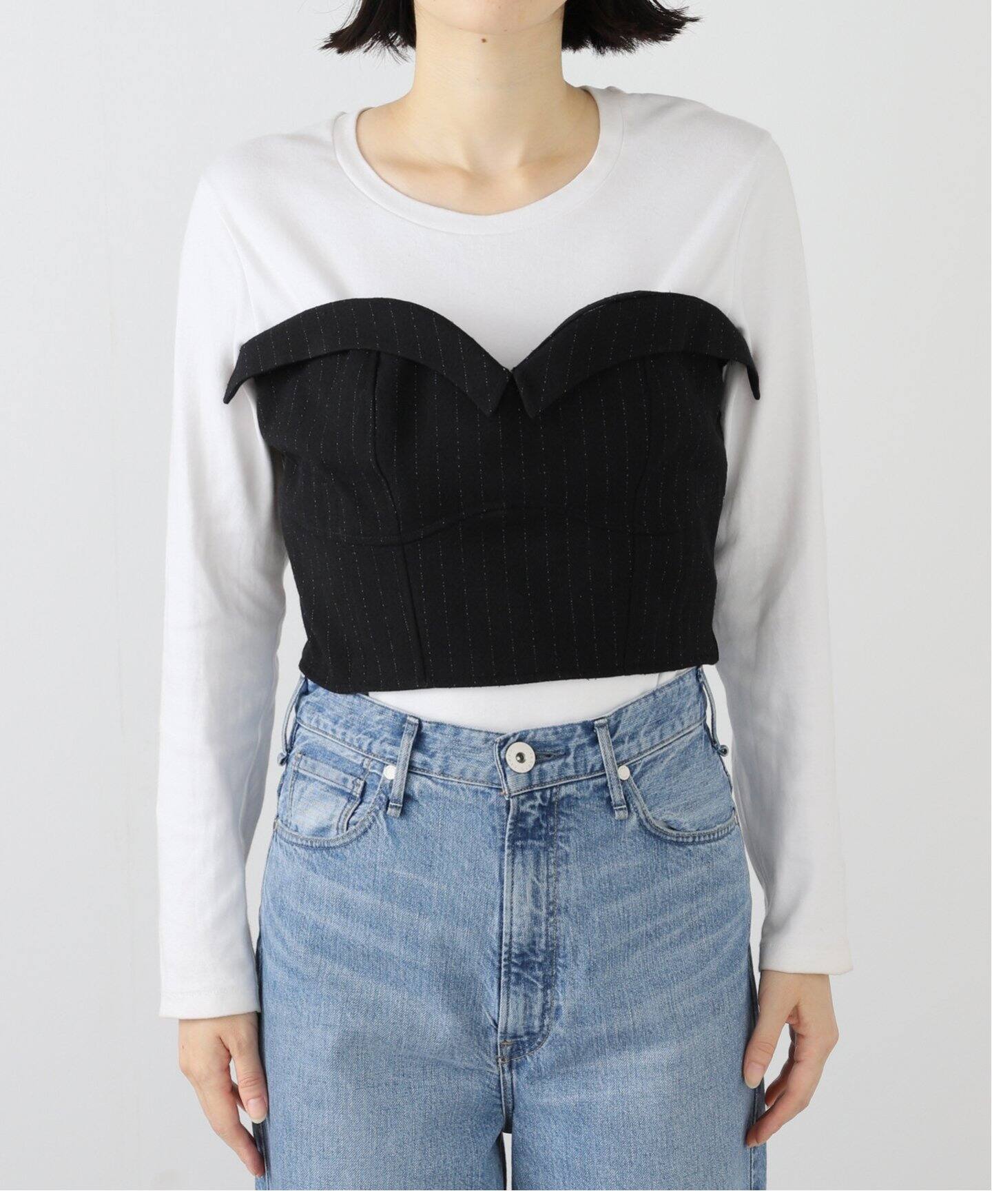 JANE SMITH/ジェーンスミス WL SLK STRIPE HEART NECK ビスチェ 