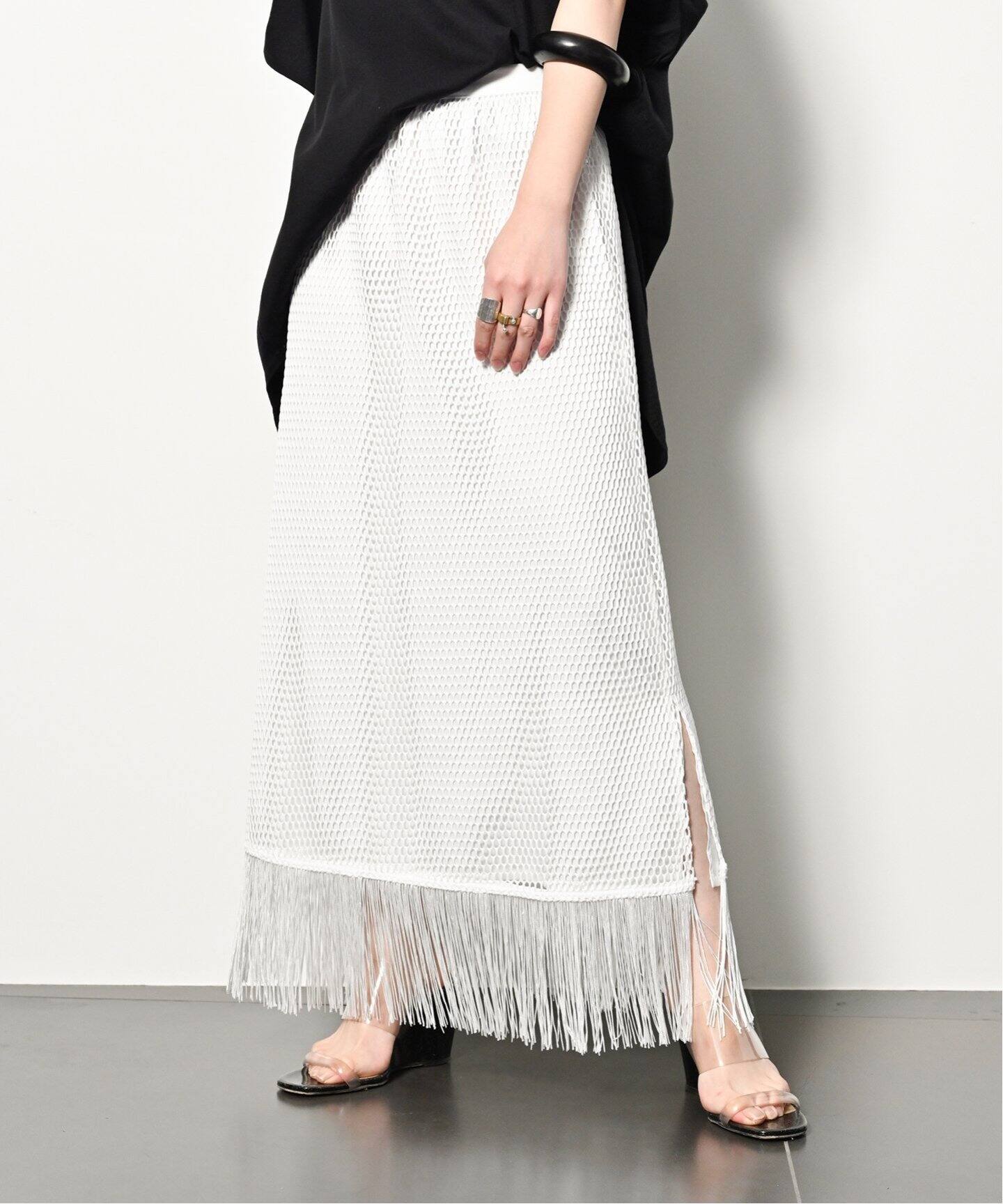 新品タグ付 AULA MESH LAYERED SKIRT スカート ベージュ（MESH  