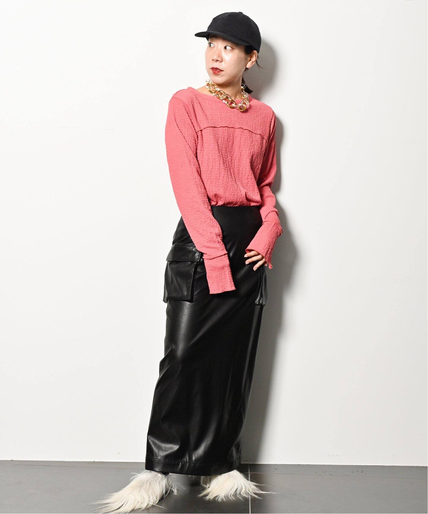 FAUX LEATHER POCKET スカート（ロング・マキシ丈スカート）｜CITYSHOP  