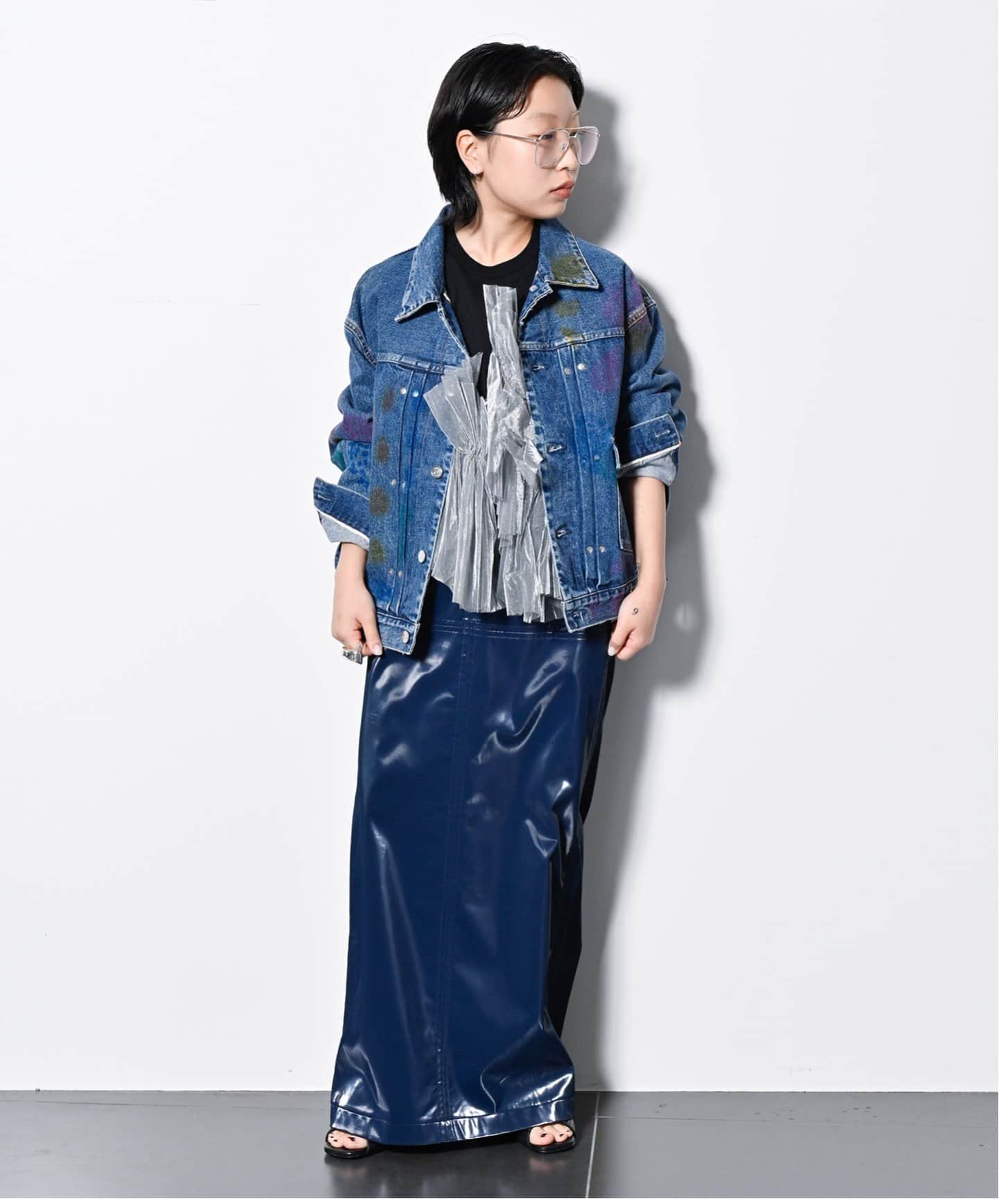 ENAMEL FAUX LEATHER スカート（ロング・マキシ丈スカート