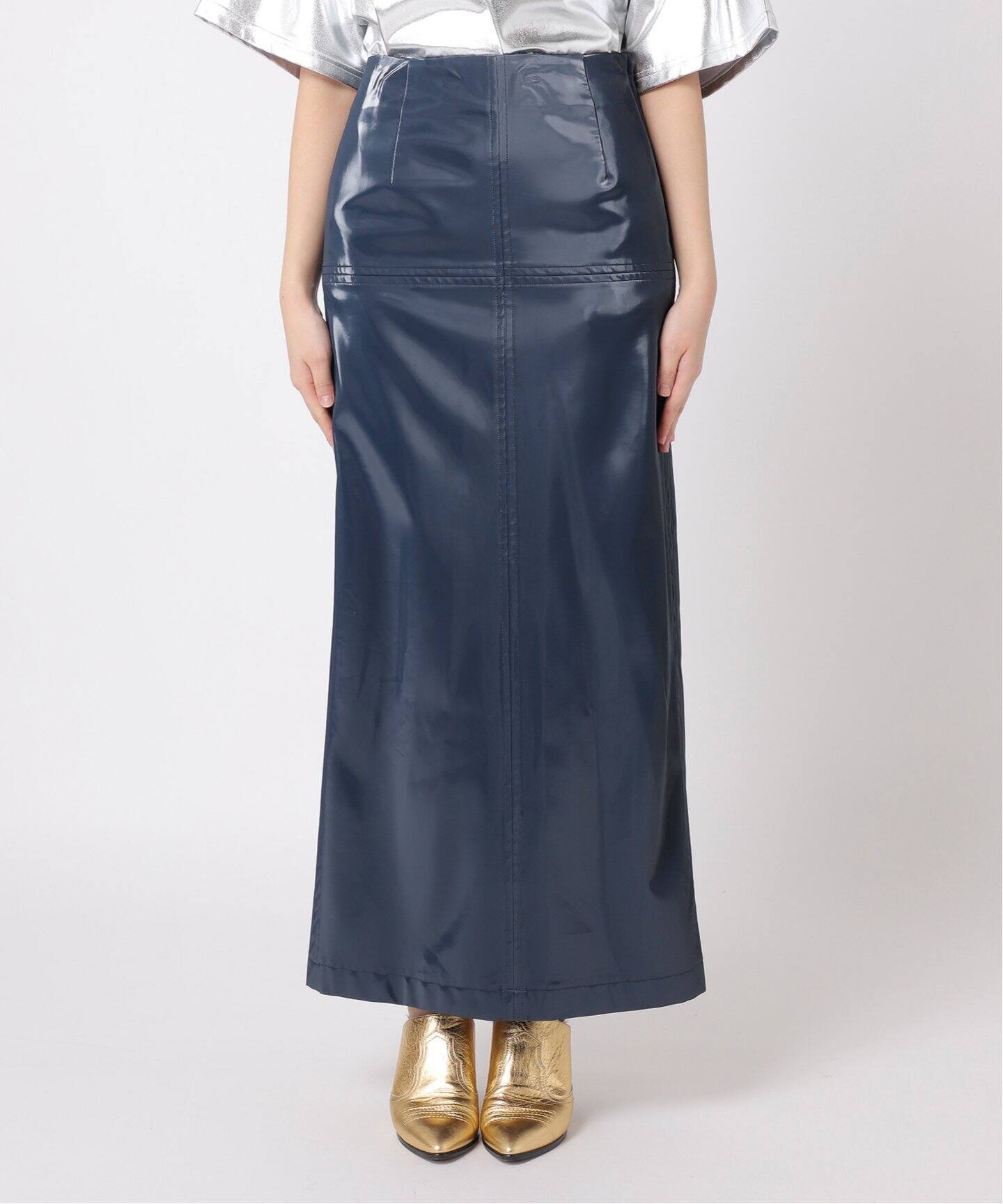 ENAMEL FAUX LEATHER スカート（ロング・マキシ丈スカート