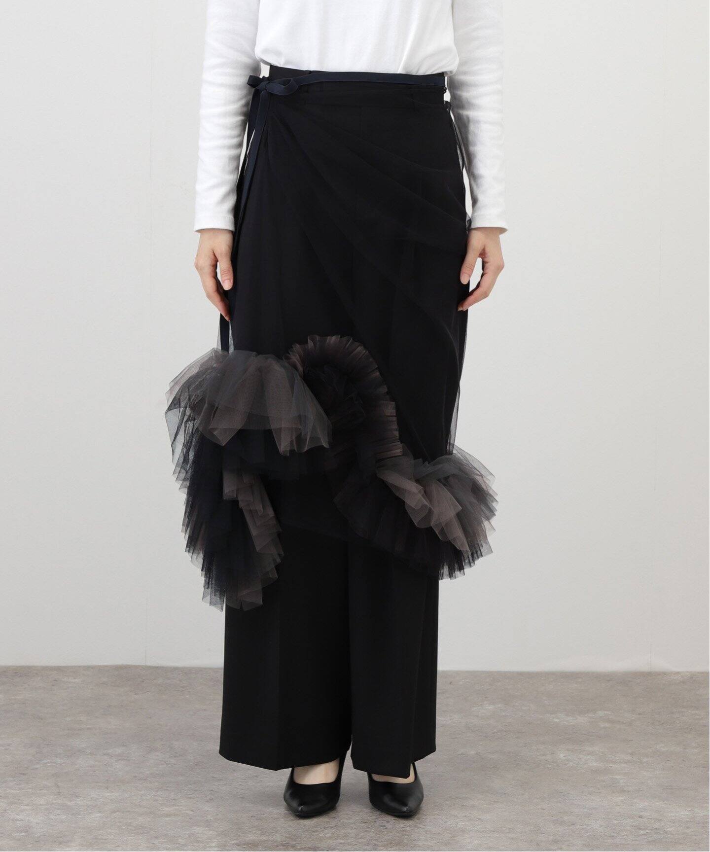 MARGE Asymmetry Decorative Wrap skirt 1008-0105-375：スカート 