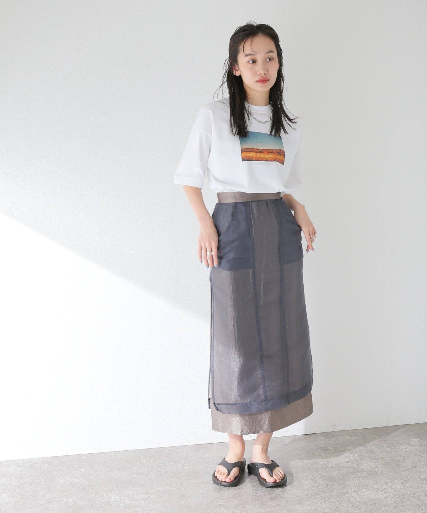 KYOU / キョウ】 Sheer Through Layered Tight Skirt（ロング・マキシ 