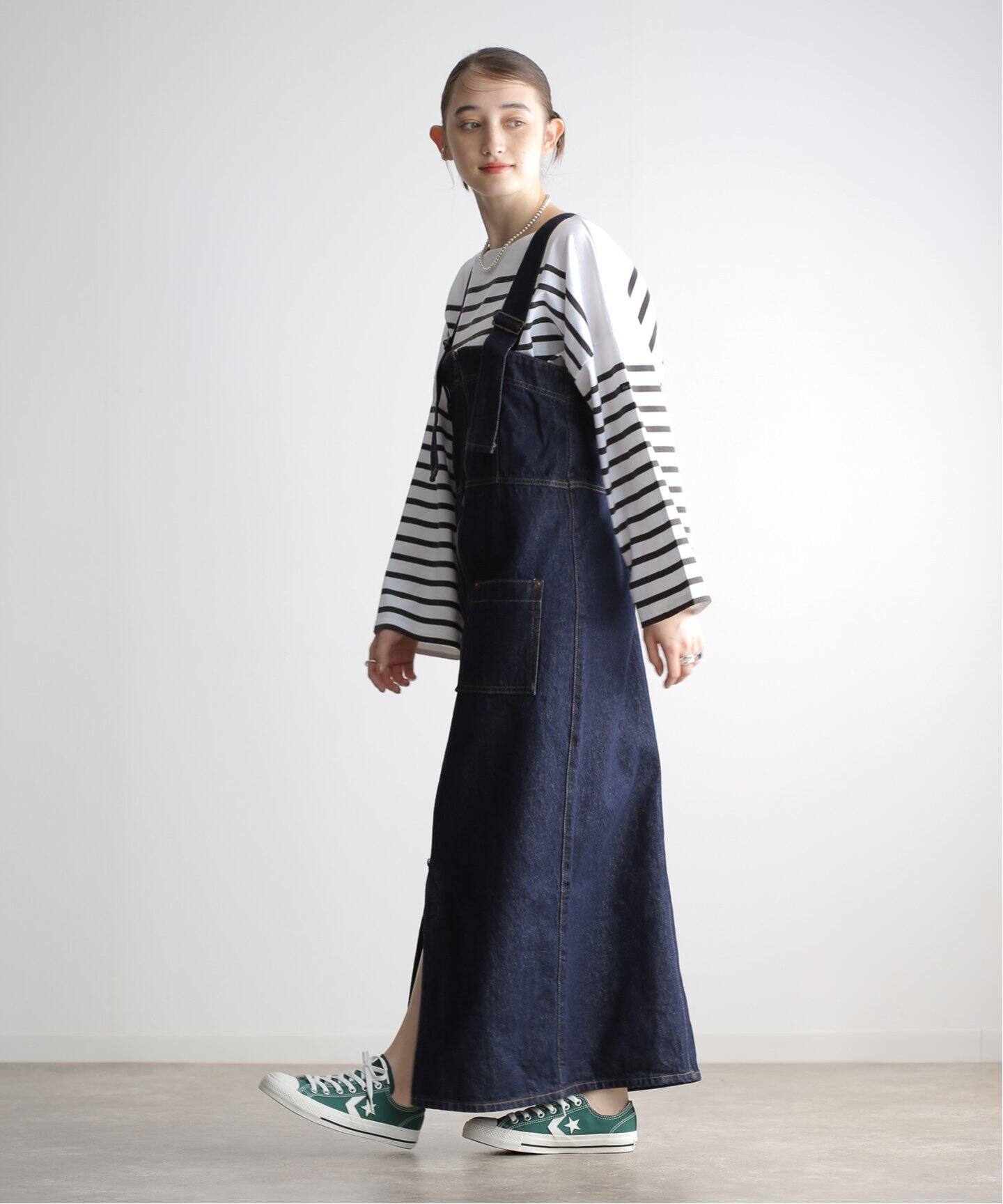 SOMETHING 2WAY LACEUP SALOPETTE SKIRT SA1602-0001（デニムスカート 