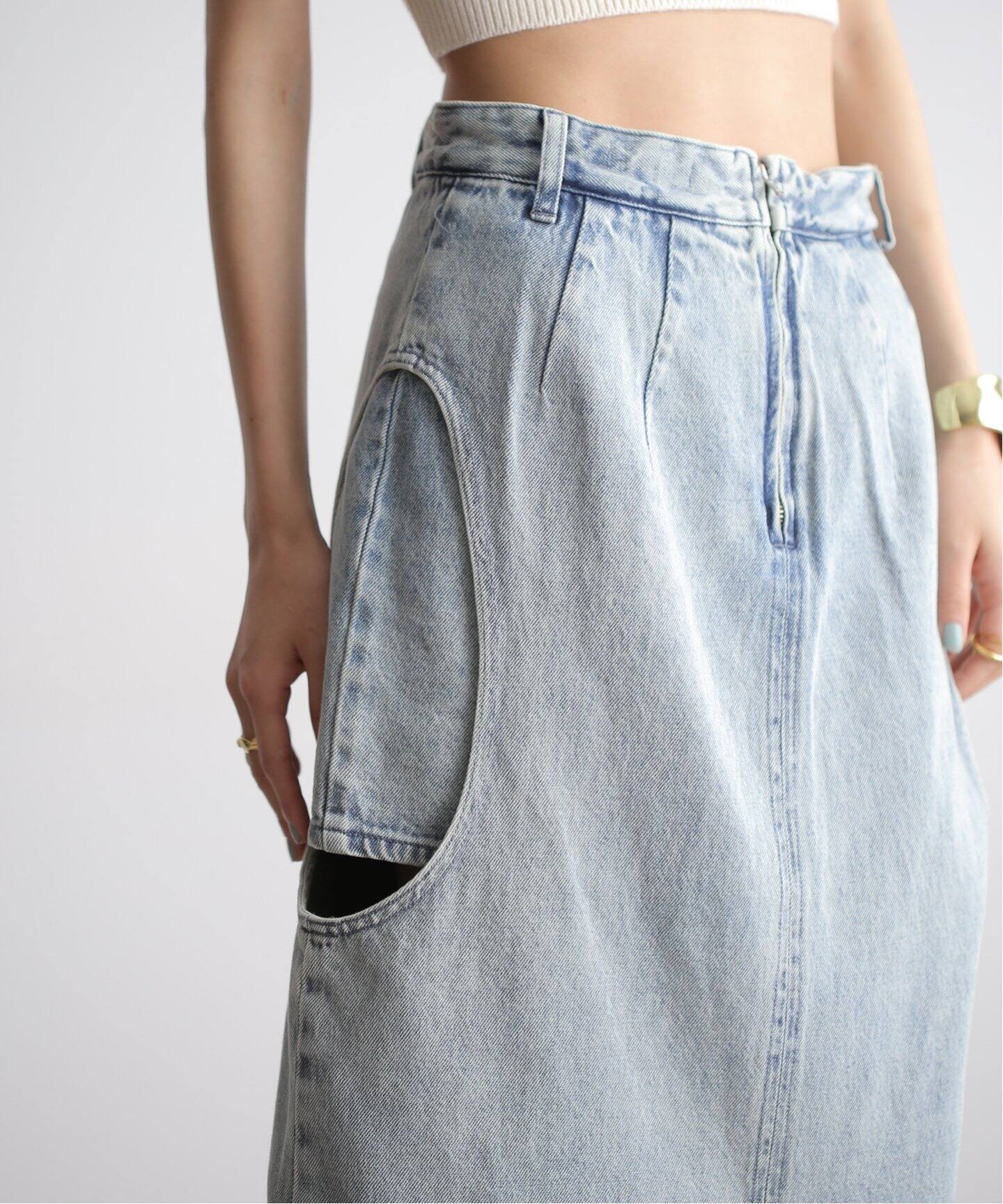 CLANE CIRCLE CUT LAYERED DENIM SKIRT（その他スカート）｜BOICE FROM  