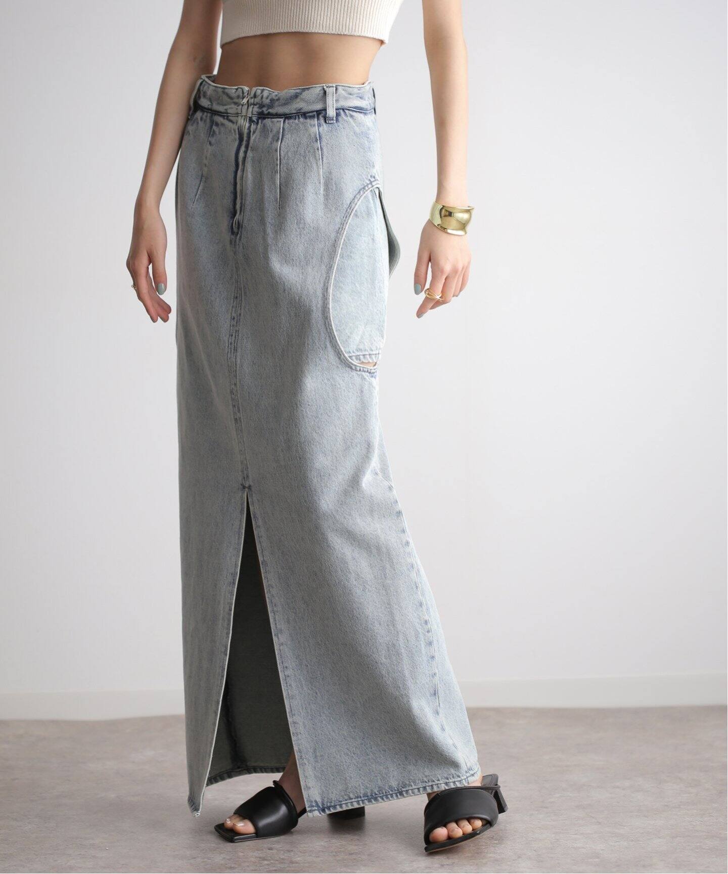 CLANE CIRCLE CUT LAYERED DENIM SKIRT（その他スカート）｜BOICE FROM  