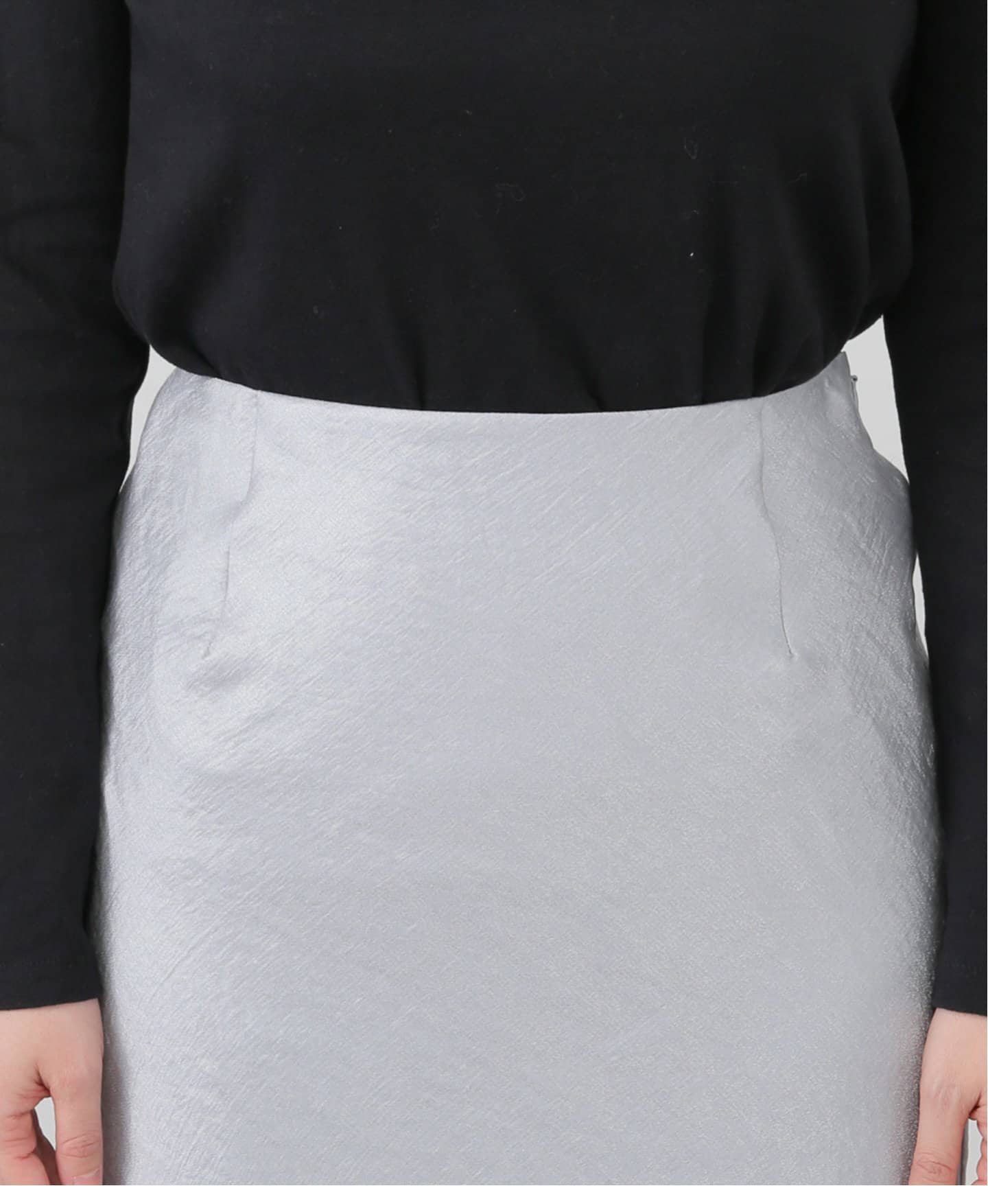☆新品2点☆ ラトータリテ ヴィンテージサテンスカート　黒　グレー 洗える】ヴィンテージサテンスカート（ロング・マキシ丈スカート