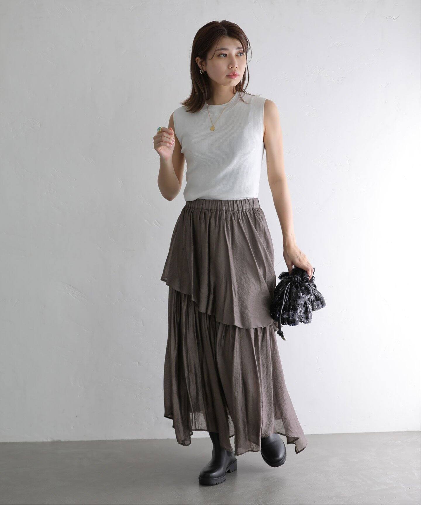 シアーティアードスカート（ロング・マキシ丈スカート）｜La Totalite  
