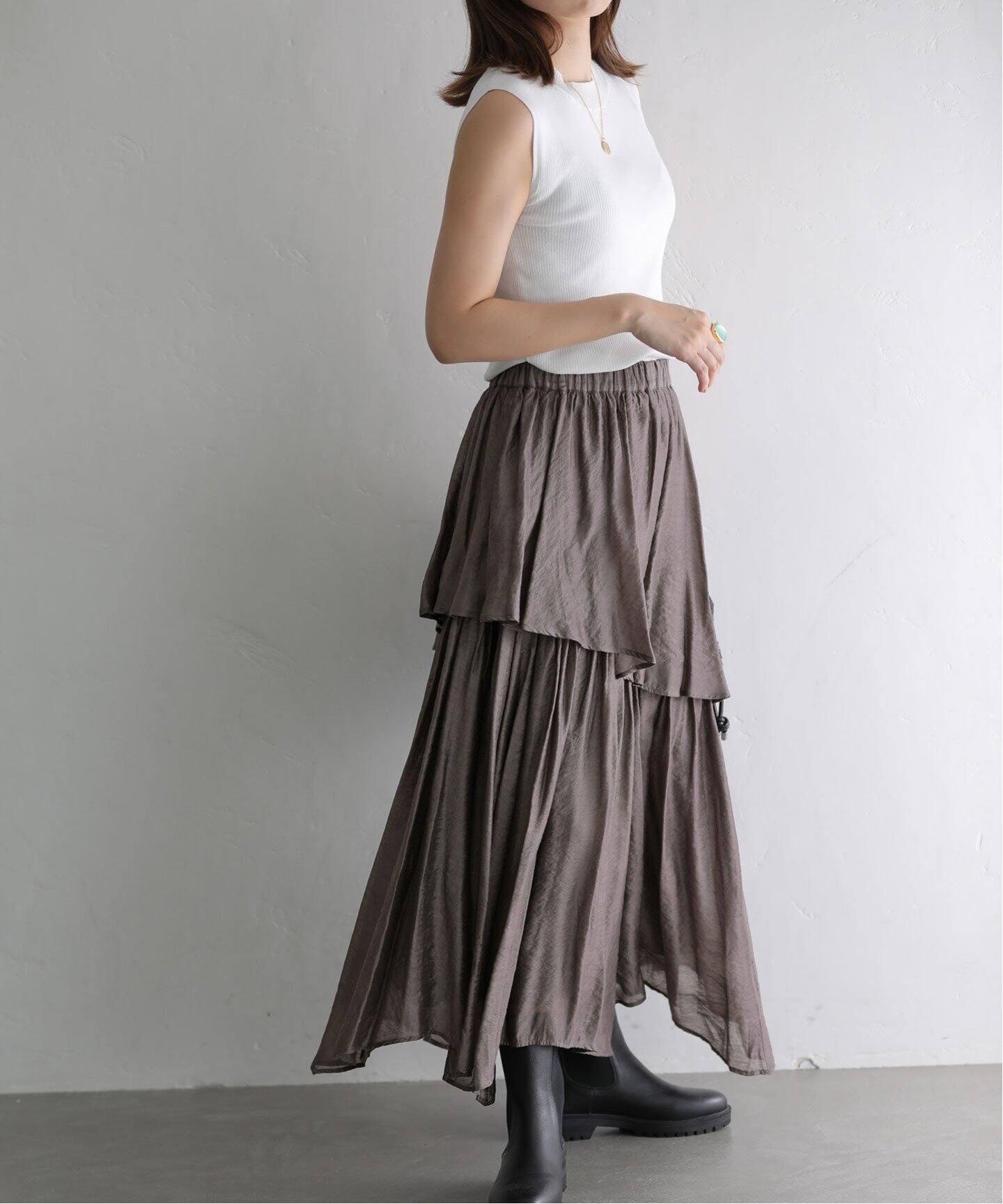 シアーティアードスカート（ロング・マキシ丈スカート）｜La Totalite  