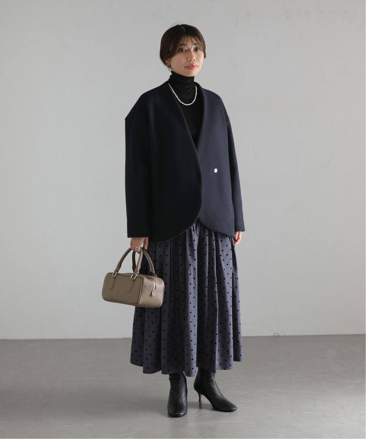 ドットフロッキーボリュームスカート（ロング・マキシ丈スカート）｜La  