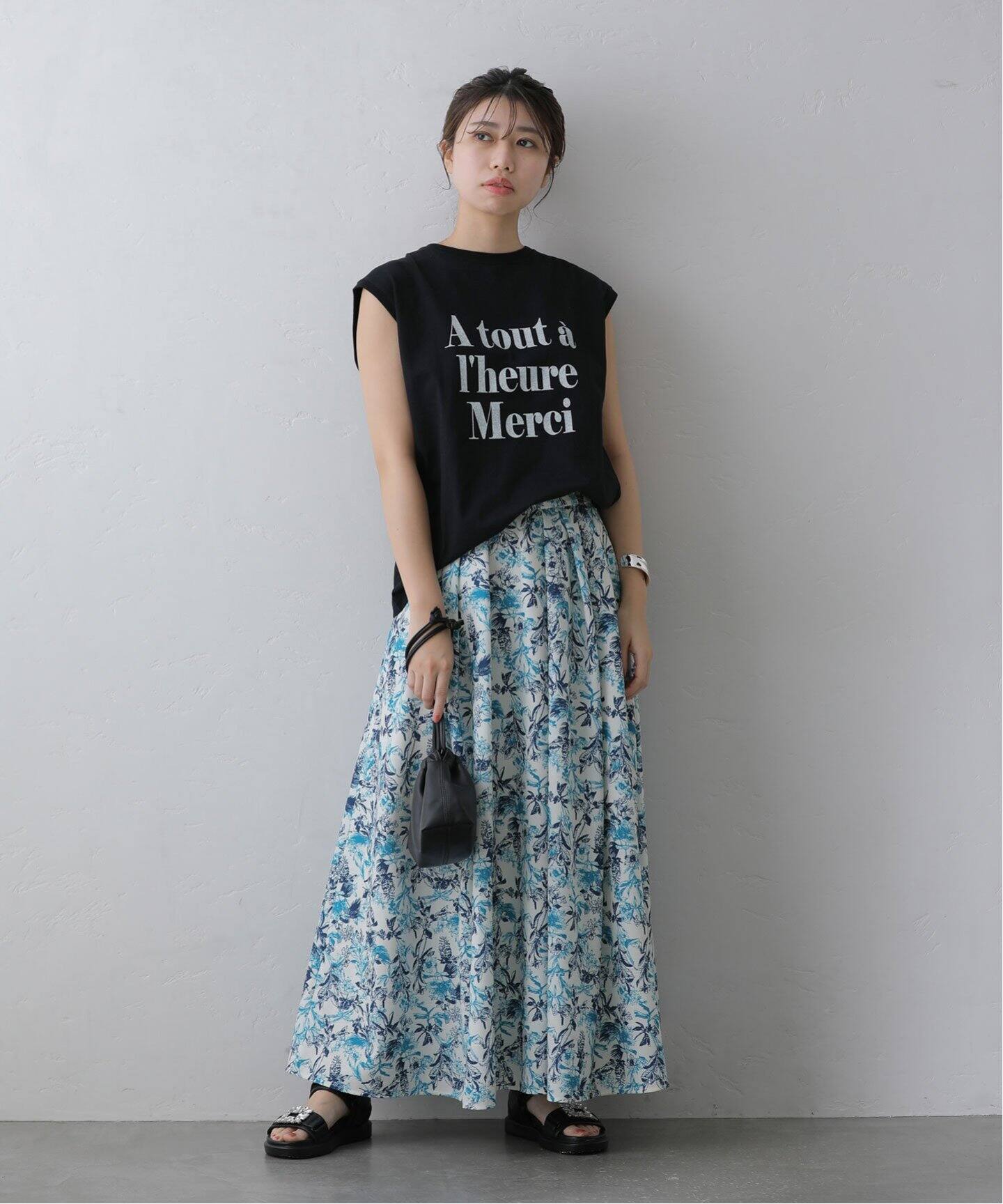 ジュイ柄タックフレアスカート（ロング・マキシ丈スカート）｜La 