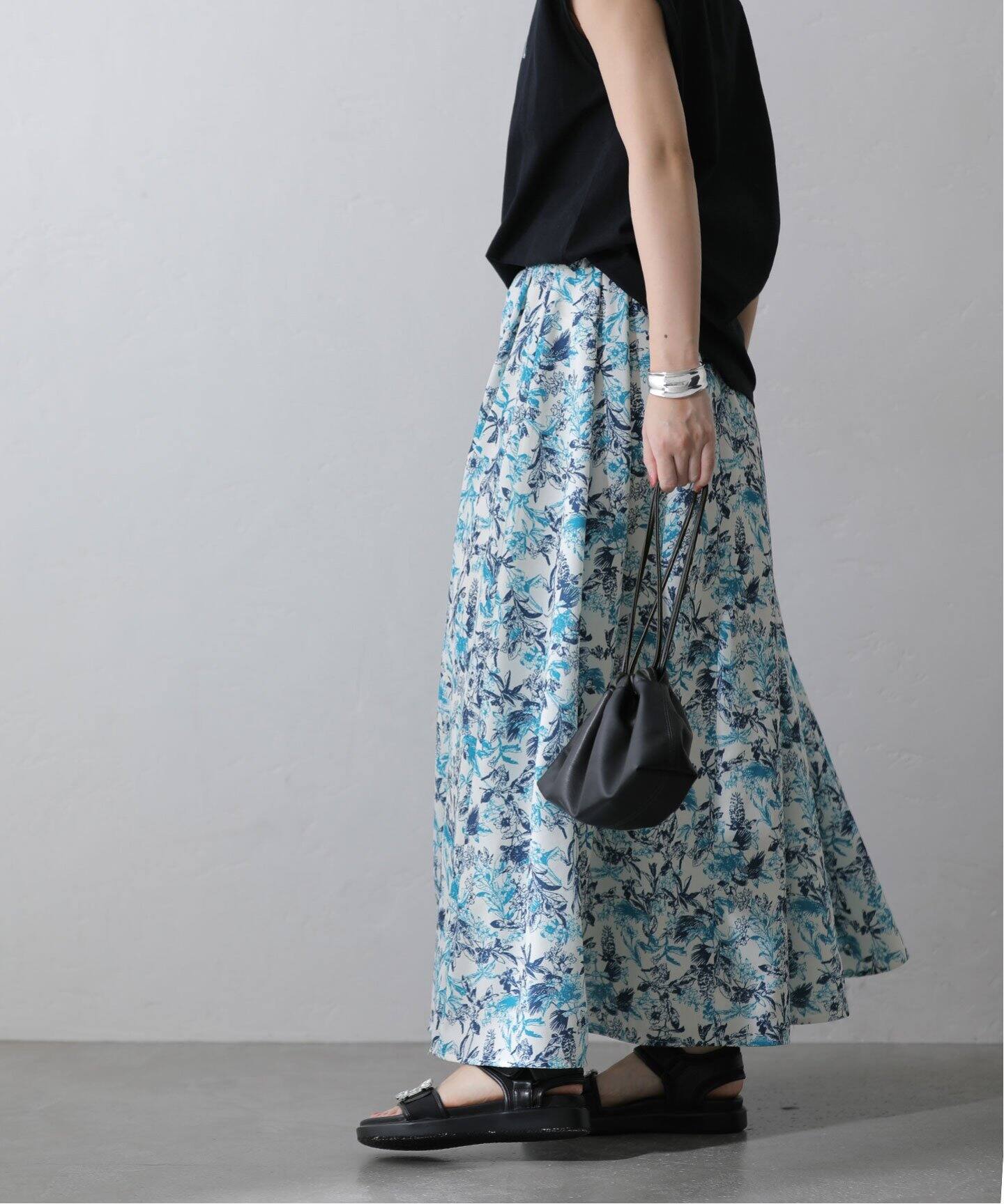 La Couturiere TAKAE ITO 総柄 フレアスカート 華やかスタイルが叶う バルーンフレアスカート（マキシ・ロング