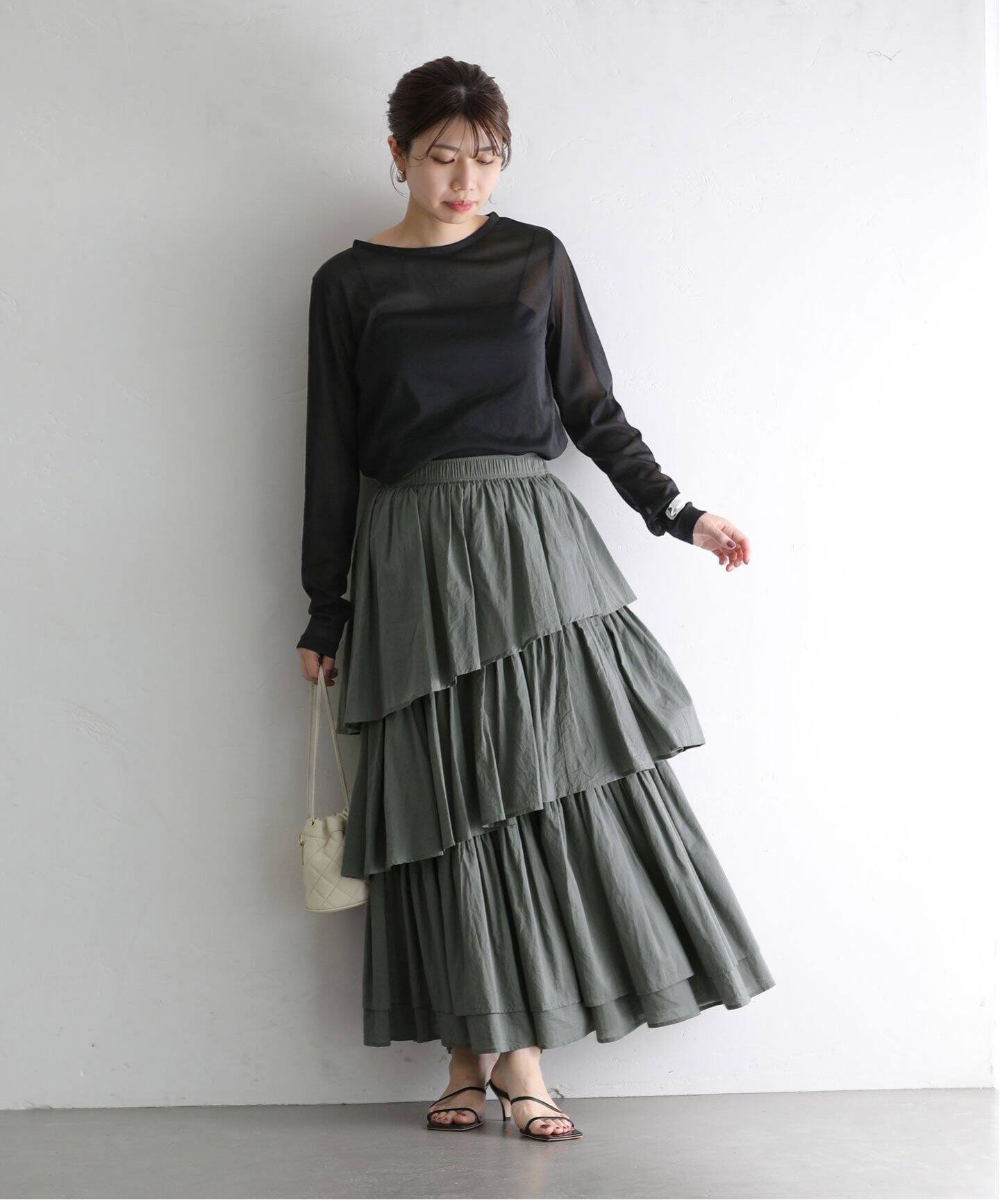 TOMORROWLAND / トゥモローランド 叩か 【別注】TEIJA ティアードスカート